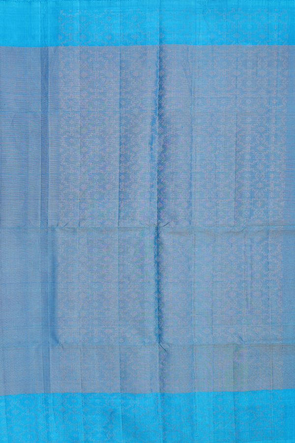 Soft Silk Saree In Tissue Blue With Zari Border