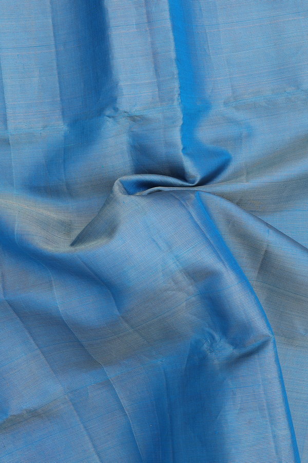 Soft Silk Saree In Tissue Blue With Zari Border