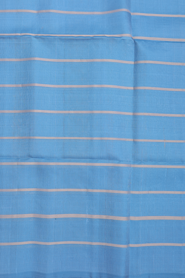 Soft Silk Saree In Light Blue With Checks Design