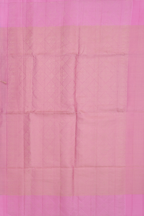 Soft Silk Saree In Tissue Pink With Floral Border