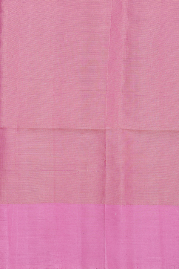 Soft Silk Saree In Tissue Pink With Floral Border