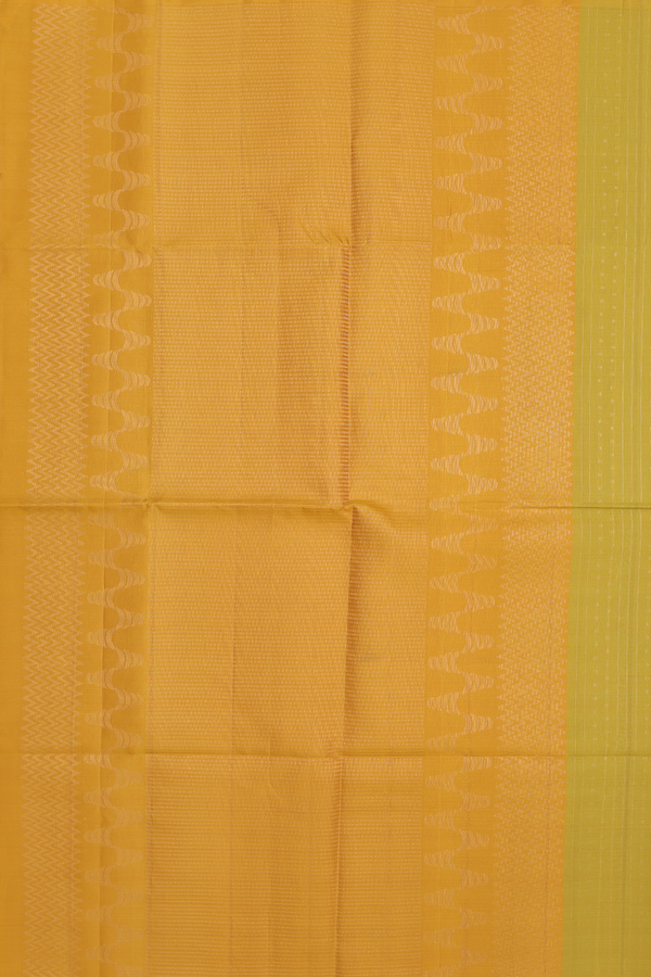 Soft Silk Saree In Green And Yellow With Stripes Design