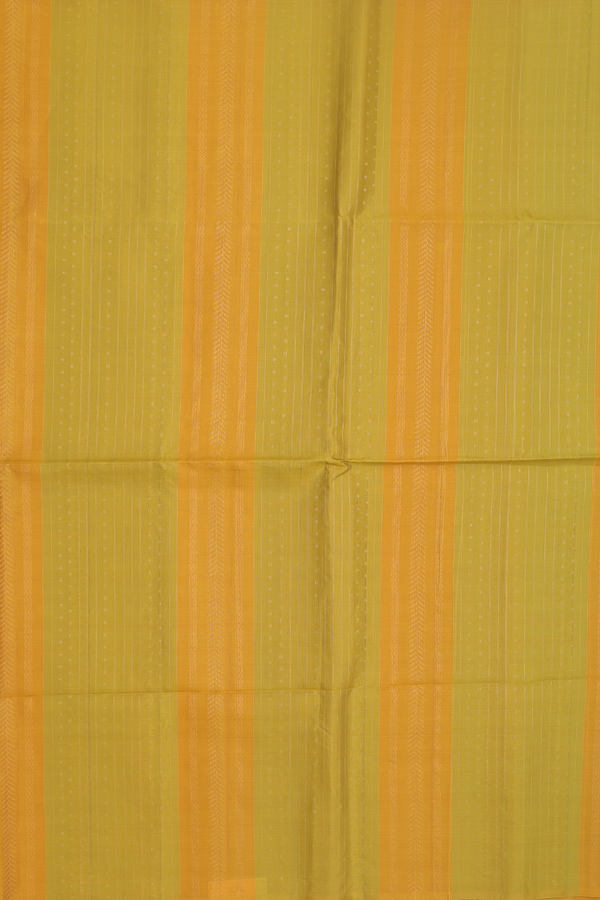 Soft Silk Saree In Green And Yellow With Stripes Design