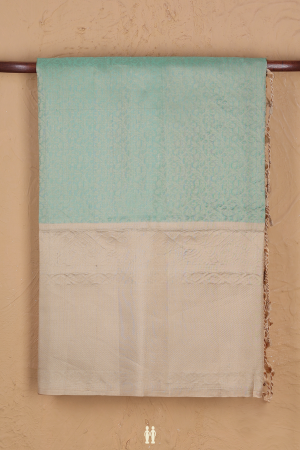 Soft Silk Saree In Mint Green With Brocade Design