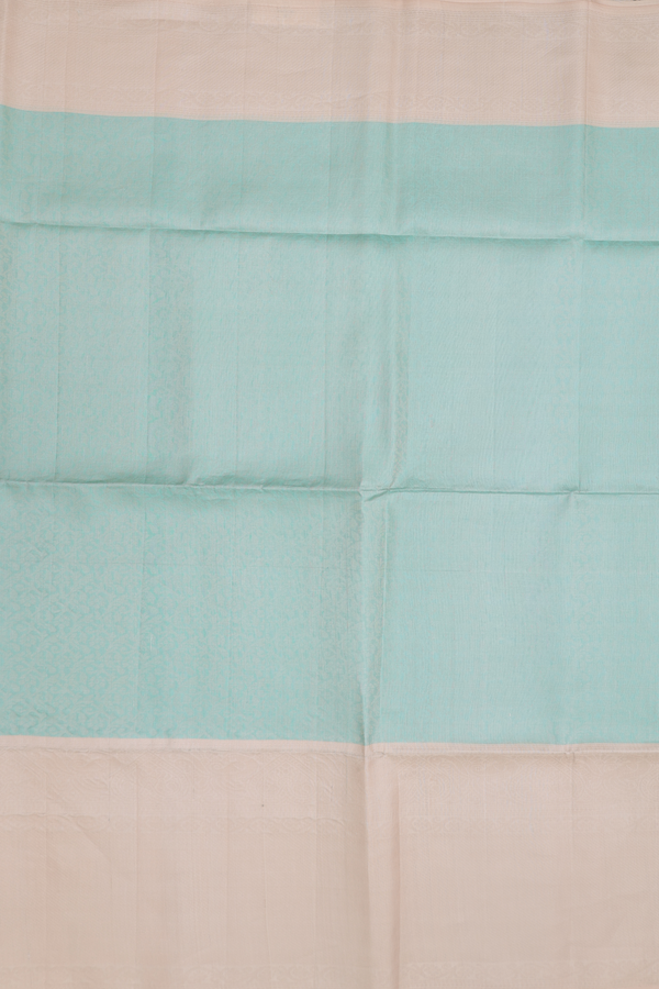 Soft Silk Saree In Mint Green With Brocade Design