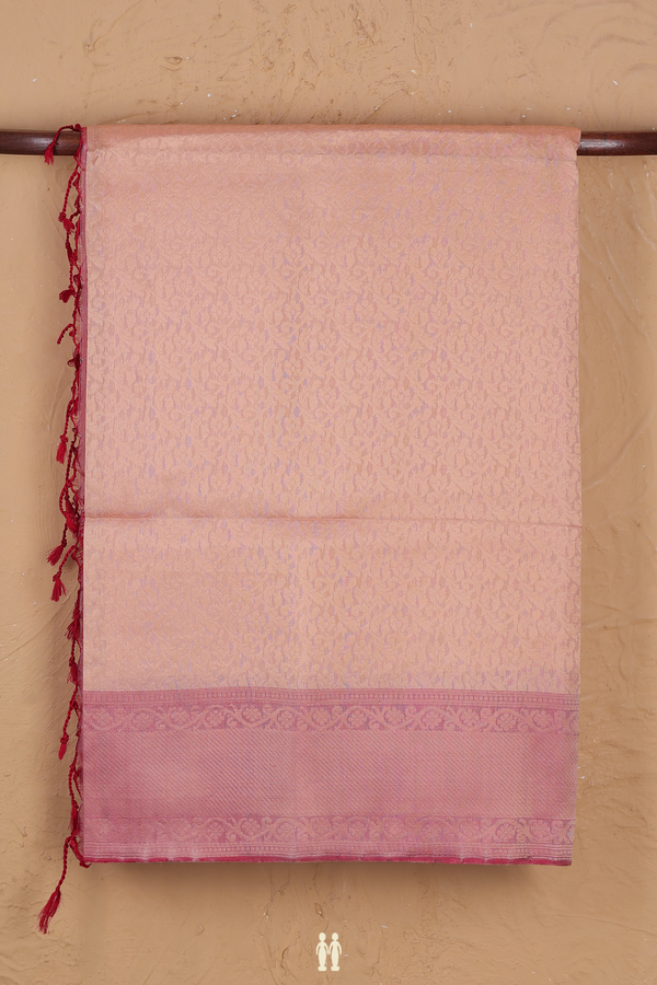 Soft Silk Saree In Light Orange With Brocade Design