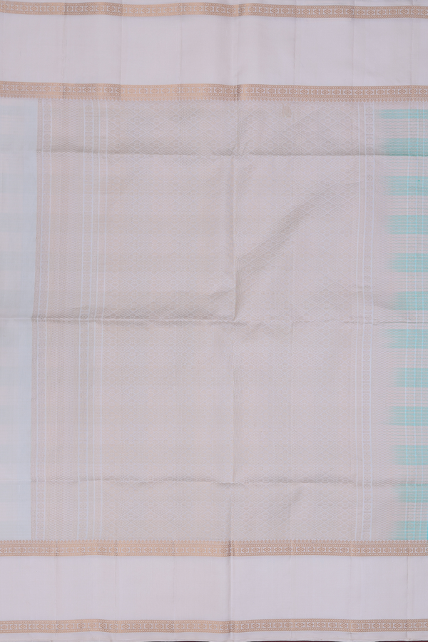 Soft Silk Saree In Blue And Cream With Checks Design