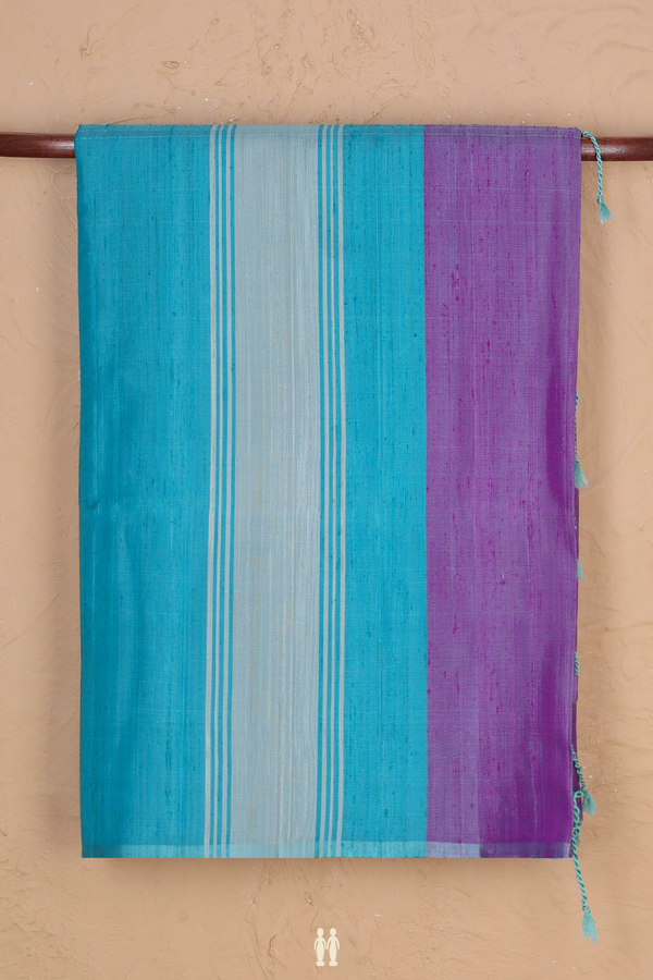 Raw Silk Saree In Multicolor With Stripes Design