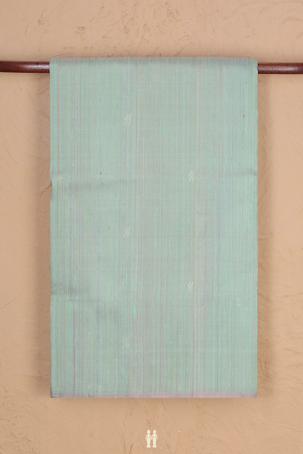 Raw Silk Saree In Pastel Green With Zari Buttas