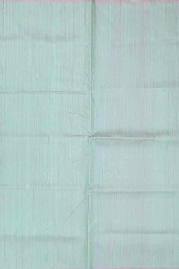 Raw Silk Saree In Pastel Green With Zari Buttas