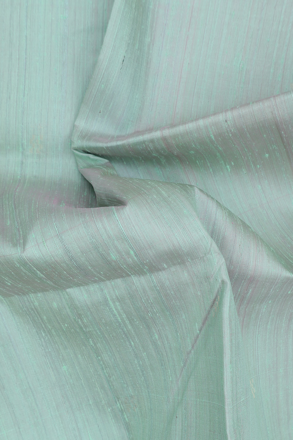 Raw Silk Saree In Pastel Green With Zari Buttas