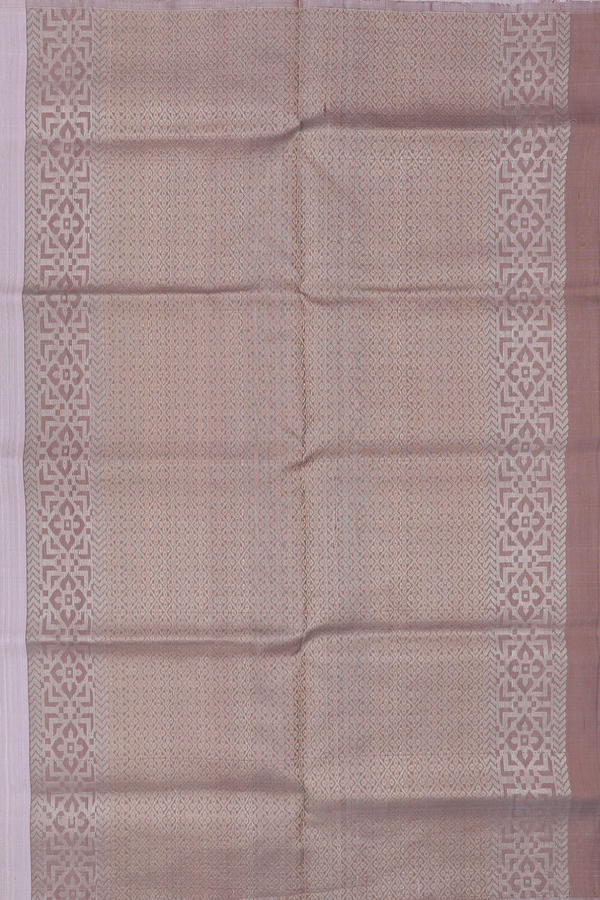 Raw Silk Saree In Dusty Brown With Zari Buttas