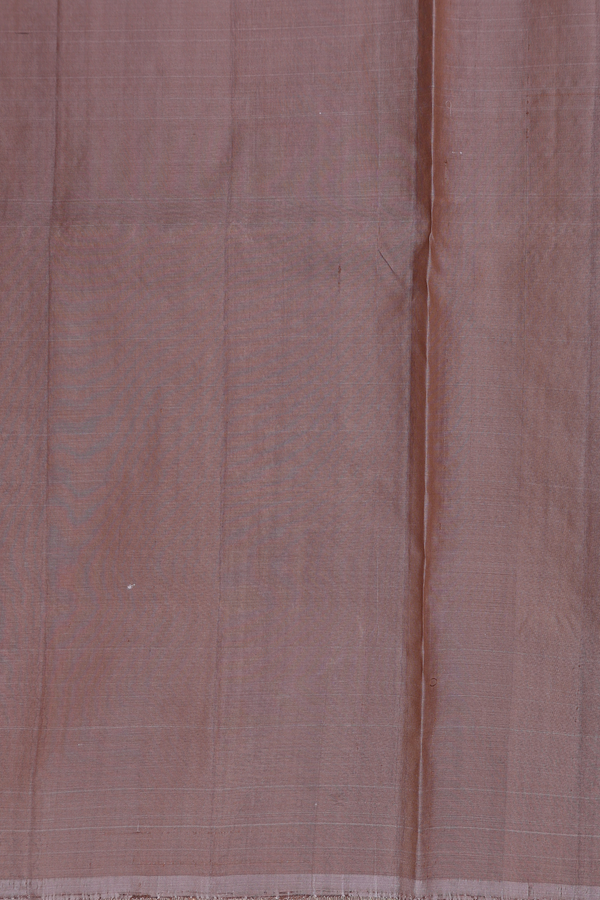 Raw Silk Saree In Dusty Brown With Zari Buttas