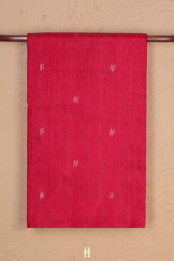 Raw Silk Saree In Red With Zari Buttas