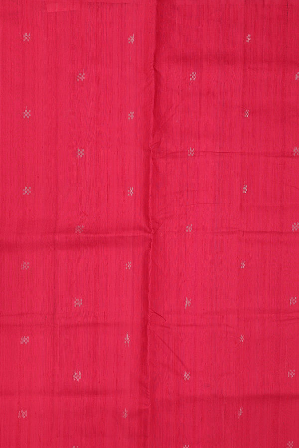 Raw Silk Saree In Red With Zari Buttas