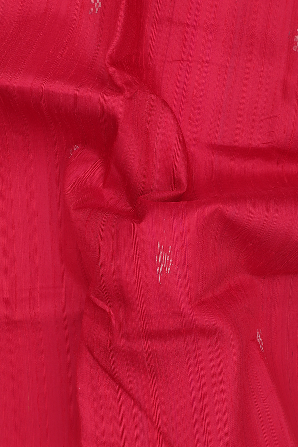 Raw Silk Saree In Red With Zari Buttas