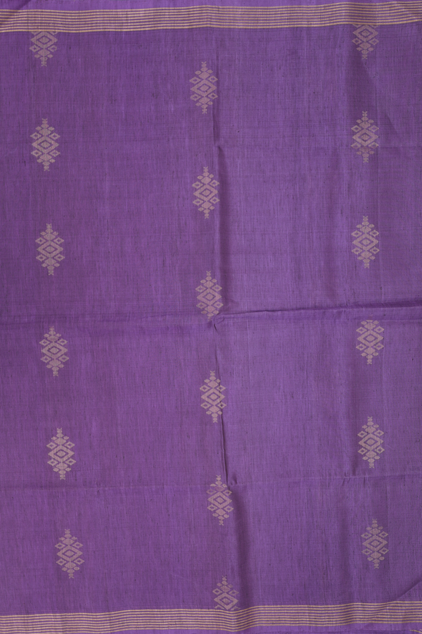 Linen Saree In Dusty Purple With Zari Buttas