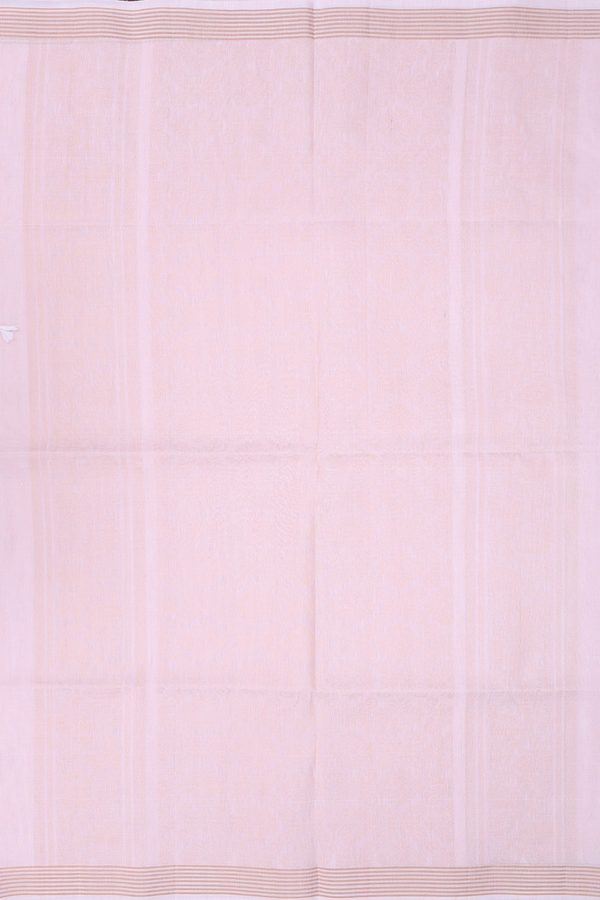 Linen Saree In Light Pink With Zari Buttas