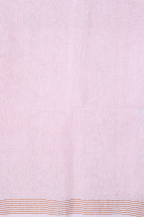 Linen Saree In Light Pink With Zari Buttas