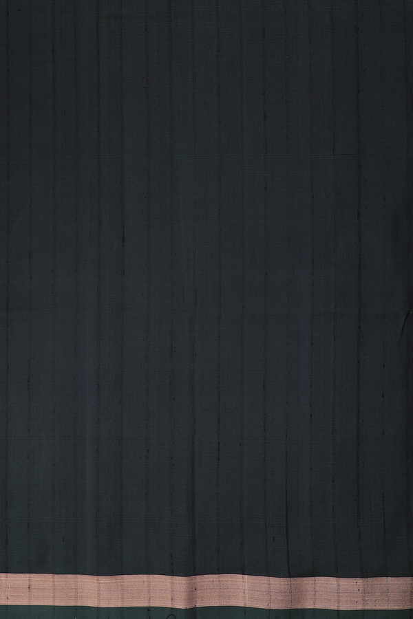 Soft Silk Saree In Dark Green With Self Stripes Design