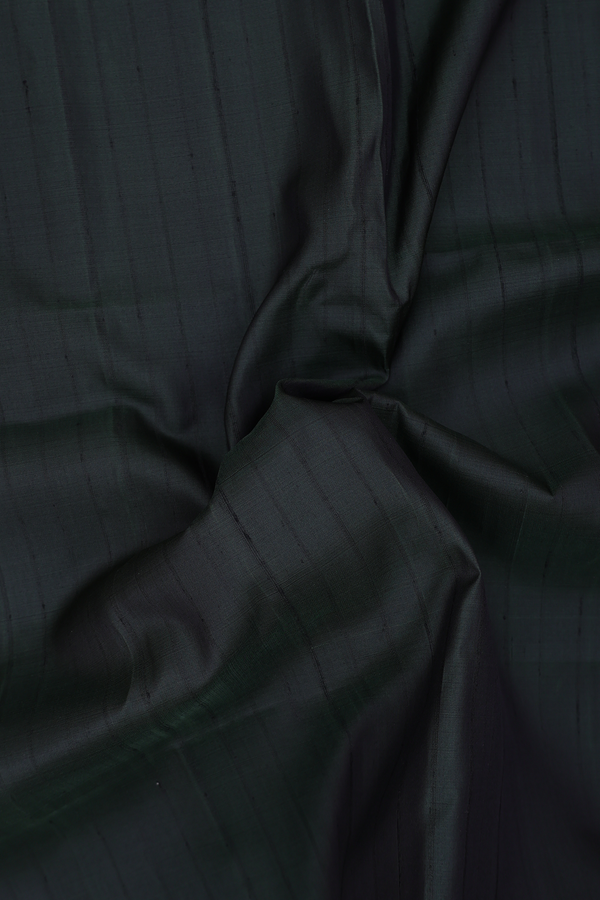 Soft Silk Saree In Dark Green With Self Stripes Design