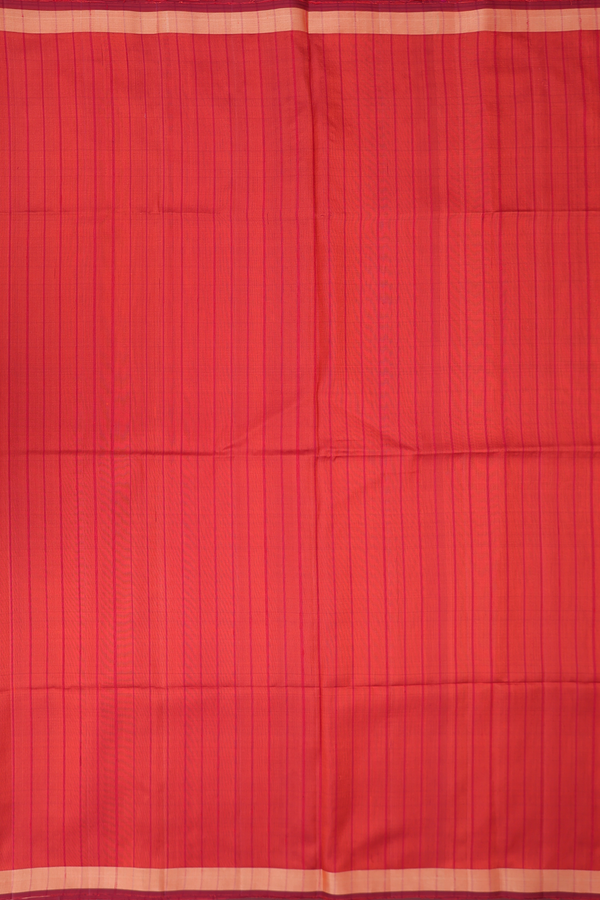Soft Silk Saree In Spiced Orange With Stripes Design