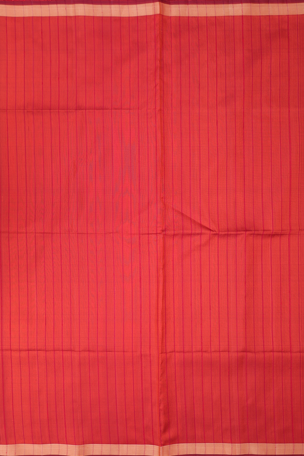 Soft Silk Saree In Spiced Orange With Stripes Design