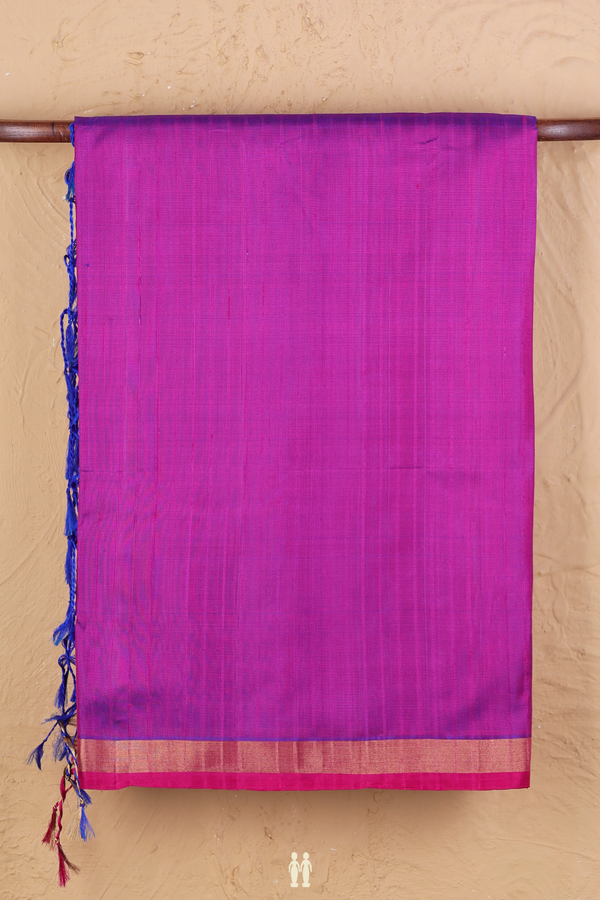 Soft Silk Saree In Purple With Self Stripes Design