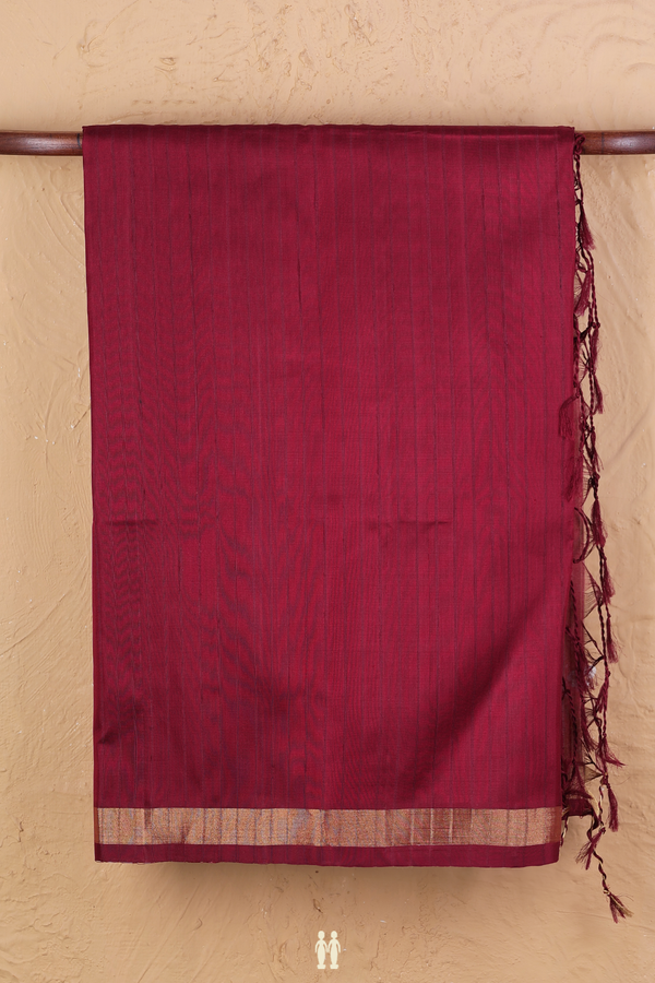 Soft Silk Saree In Maroon With Self Stripes Design