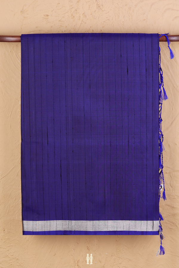 Soft Silk Saree In Royal Blue With Self Stripes Design