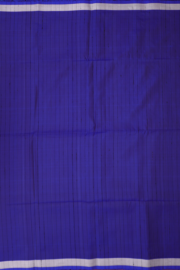 Soft Silk Saree In Royal Blue With Self Stripes Design