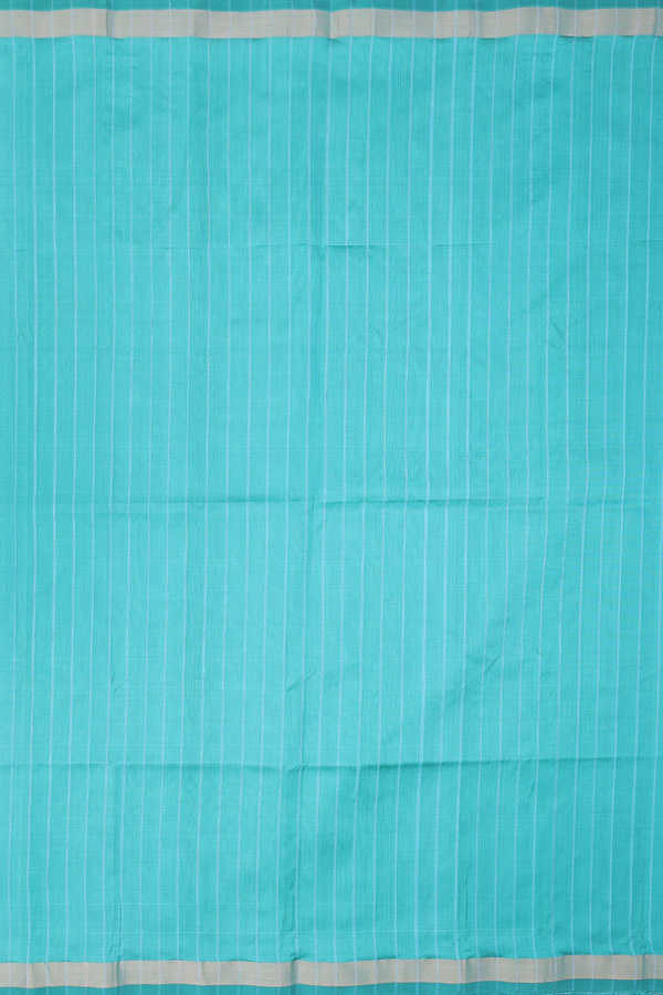 Soft Silk Saree In Mint Blue With Self Stripes Design