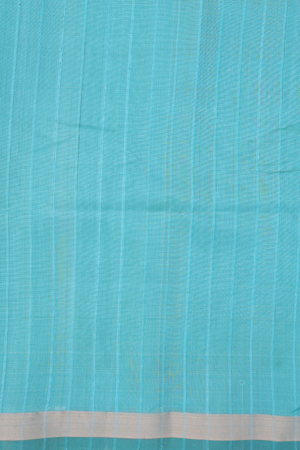 Soft Silk Saree In Mint Blue With Self Stripes Design