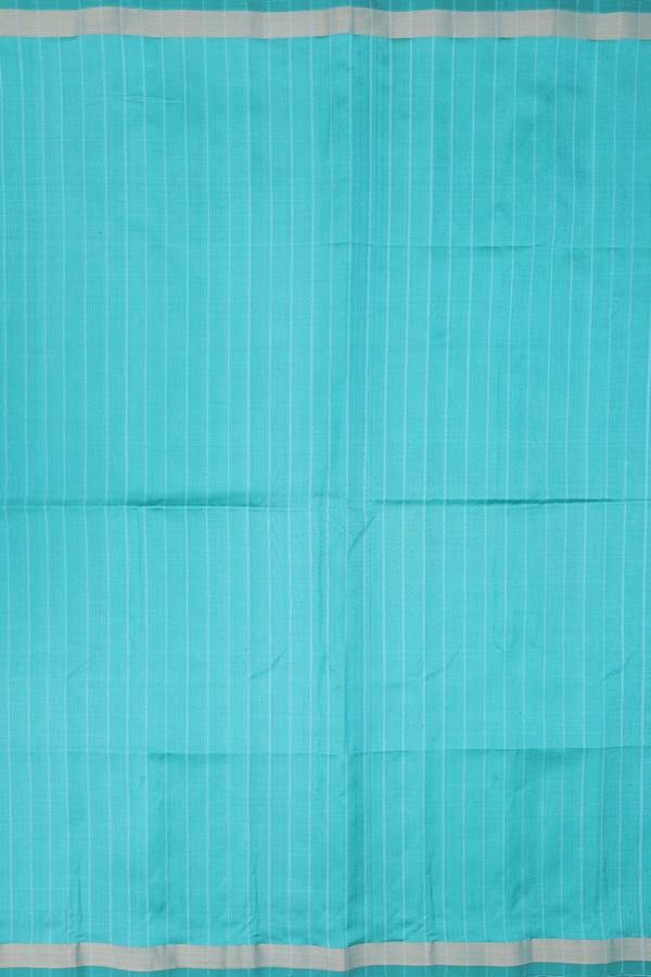 Soft Silk Saree In Mint Blue With Self Stripes Design