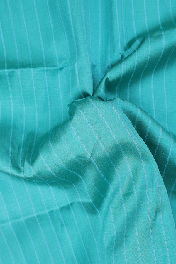 Soft Silk Saree In Mint Blue With Self Stripes Design