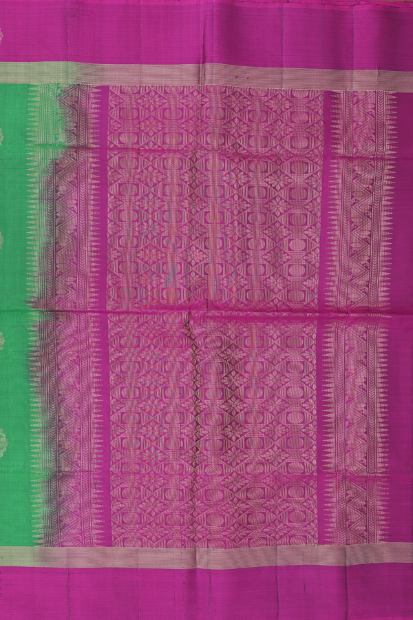 Soft Silk Saree In Emerald Green With Floral Motifs