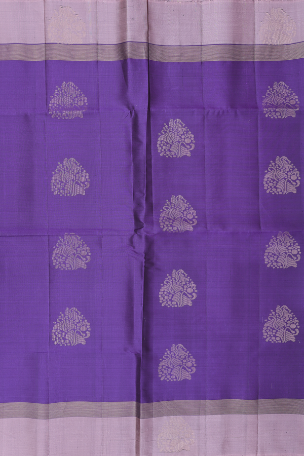 Soft Silk Saree In Blue With Zari Motifs