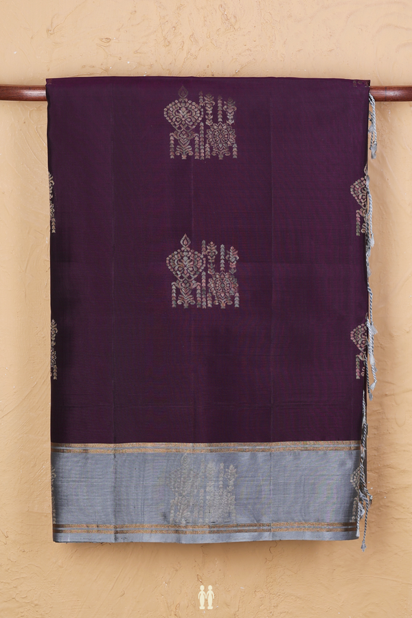 Soft Silk Saree In Regal Purple With Zari Motifs