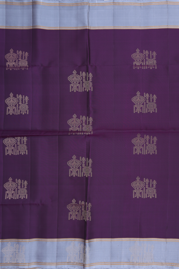 Soft Silk Saree In Regal Purple With Zari Motifs