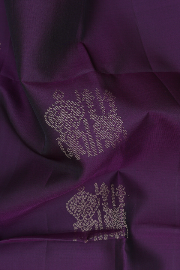 Soft Silk Saree In Regal Purple With Zari Motifs