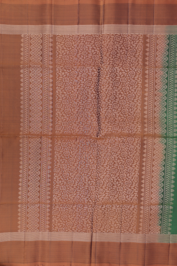 Soft Silk Saree In Forest Green With Zari Buttas