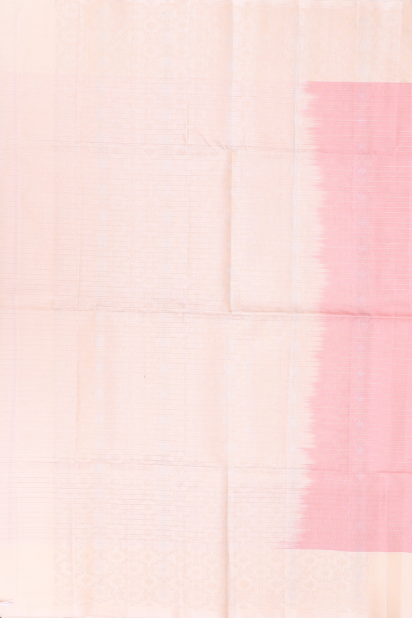 Soft Silk Saree In Pink With Stripes Along Buttas