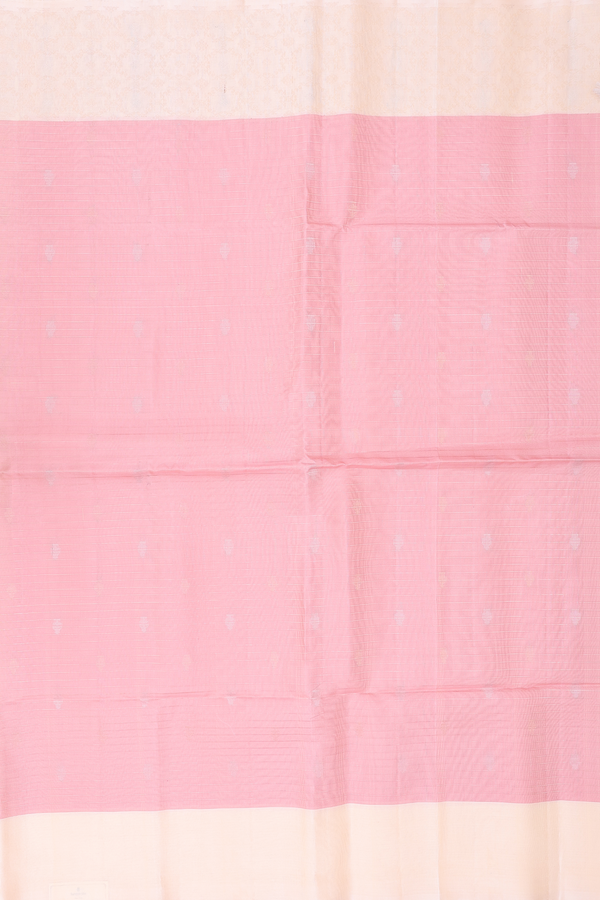 Soft Silk Saree In Pink With Stripes Along Buttas
