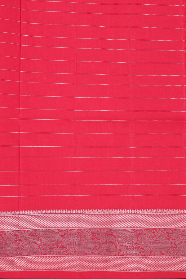 Soft Silk Saree In Scarlet Red Along Checks With Buttas