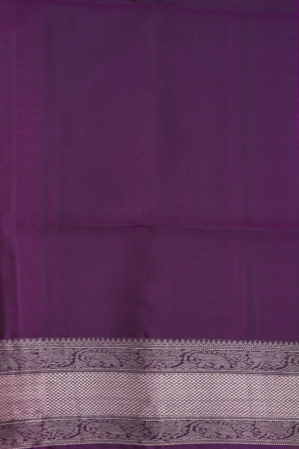 Soft Silk Saree In Regal Purple With Peacock Buttas
