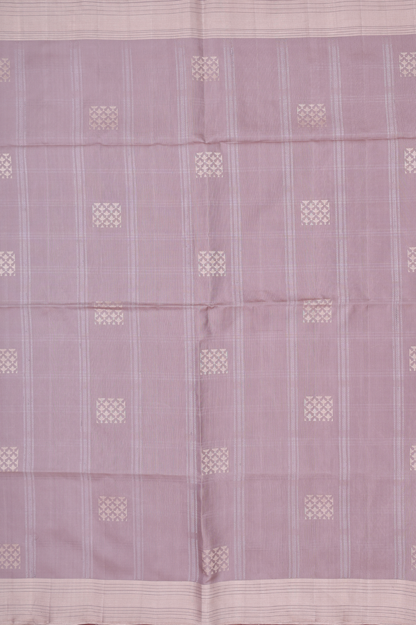 Soft Silk Saree In Dusty Brown Along Stripes With Buttas