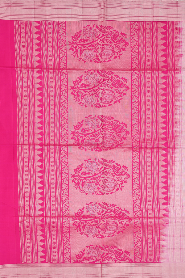 Soft Silk Saree In Off White Along Stripes With Buttas