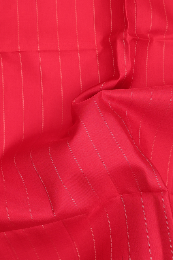 Soft Silk Saree In Scarlet Red With Stripes Design