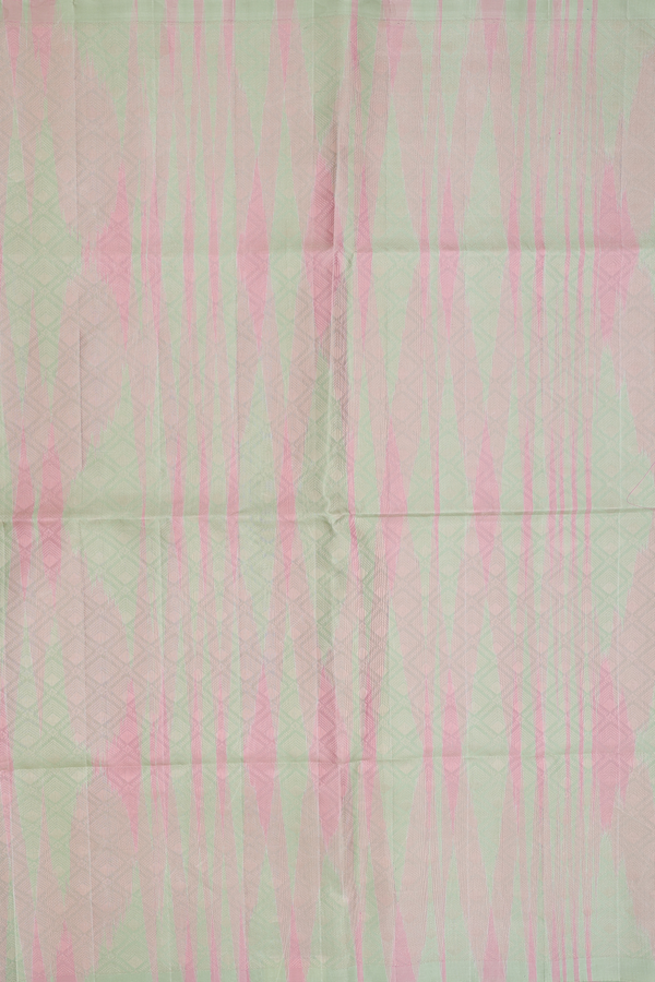 Soft Silk Saree In Green And Pink With Diamond Design