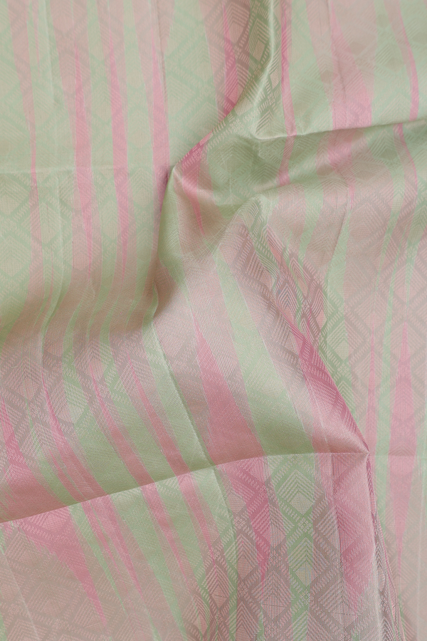 Soft Silk Saree In Green And Pink With Diamond Design